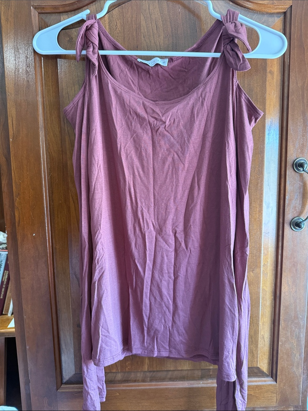 Cold Shoulder Tie-Shoulder Tank Top in Dusty Mauve